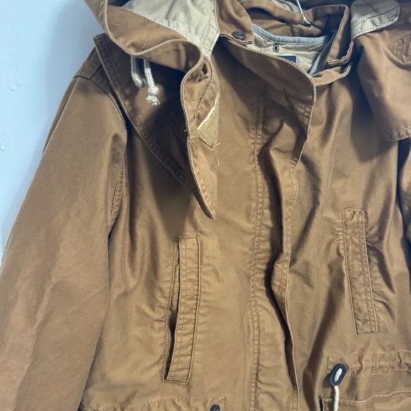Gap Brown Canvas Cargo Coat with Removable Snap in Liner And Hood Womens - Picture 5 of 6